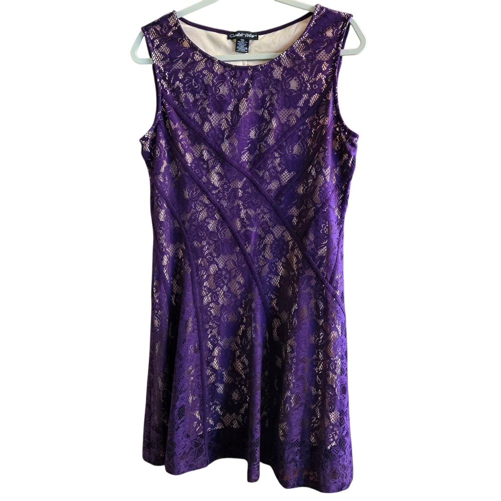 Cardalite Purple Lace Dress. Petite XL.